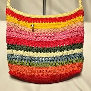 Multi-colored Boho Crocheted Cross Body Bag